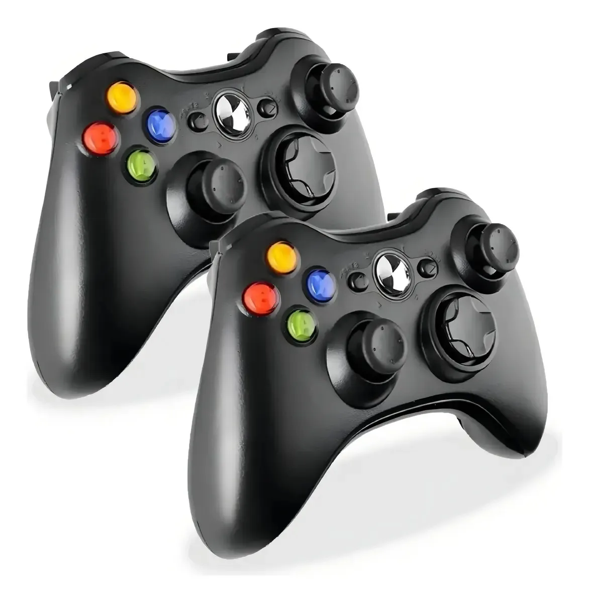 2 Controles Compativel Xbox 360 Game Joystick Sem Fio Cor Preto