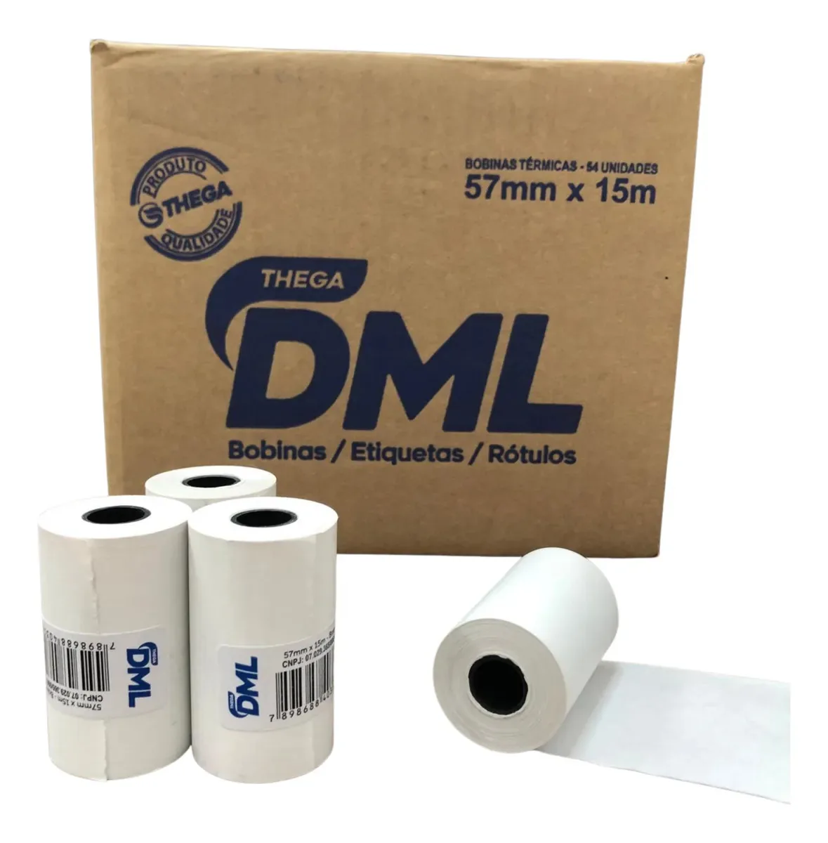 54 Bobinas Térmicas 57x15mm Branca Para Maquininha Cartão Branco