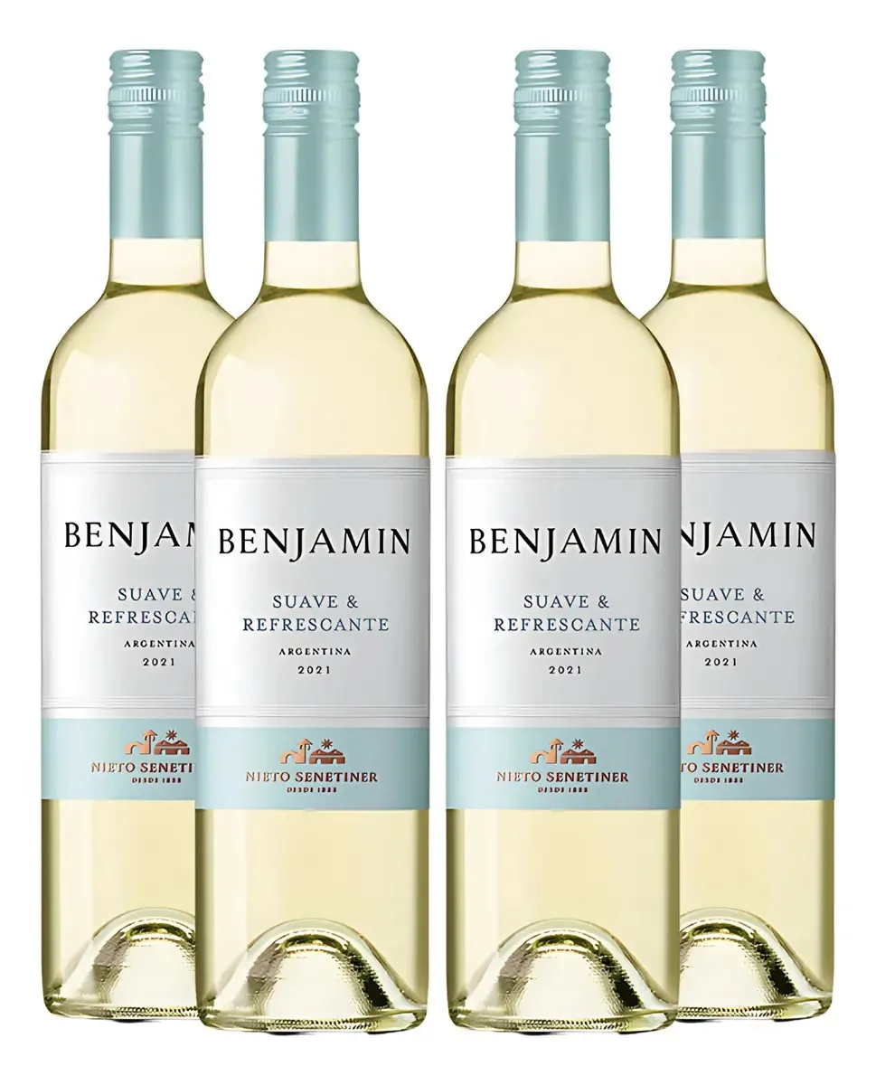 Kit 4 Vinhos Argentino Benjamin Branco Suave 750ml