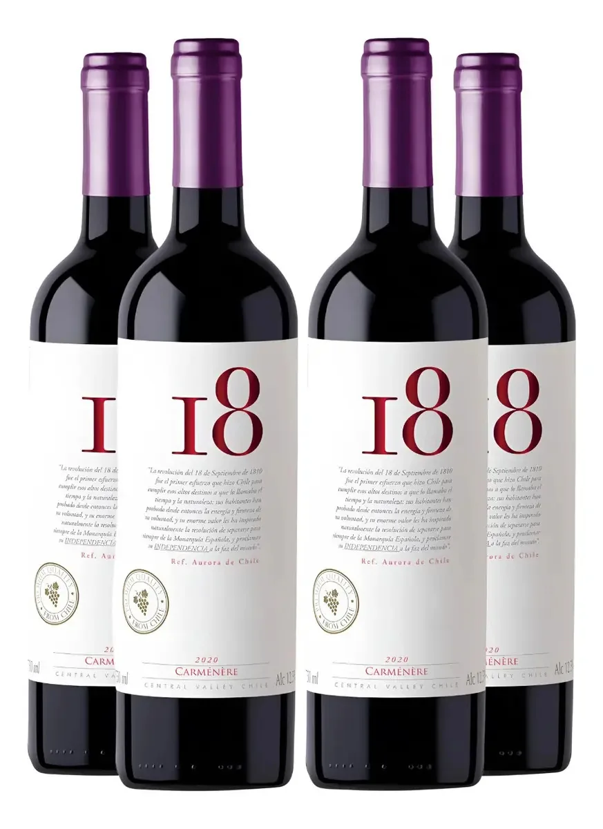 Kit 4 Vinhos Chileno 18 Carménère Tinto 750ml