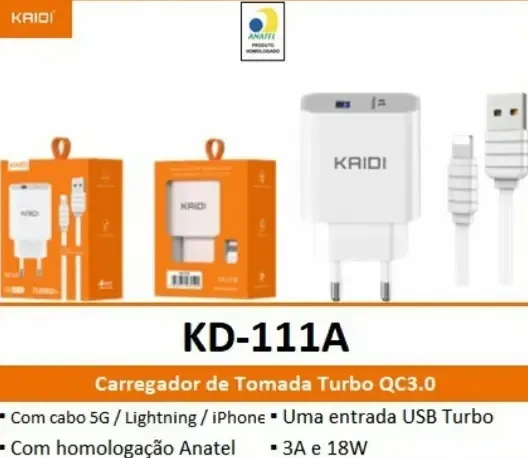 Carregador Completo Lightning Turbo Power Kaidi