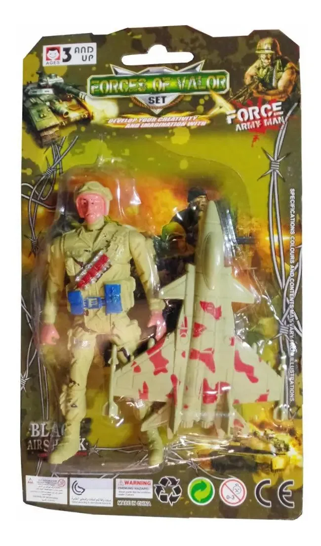 5 Kits Boneco Soldado Avião Brinquedo Militar De Guerra