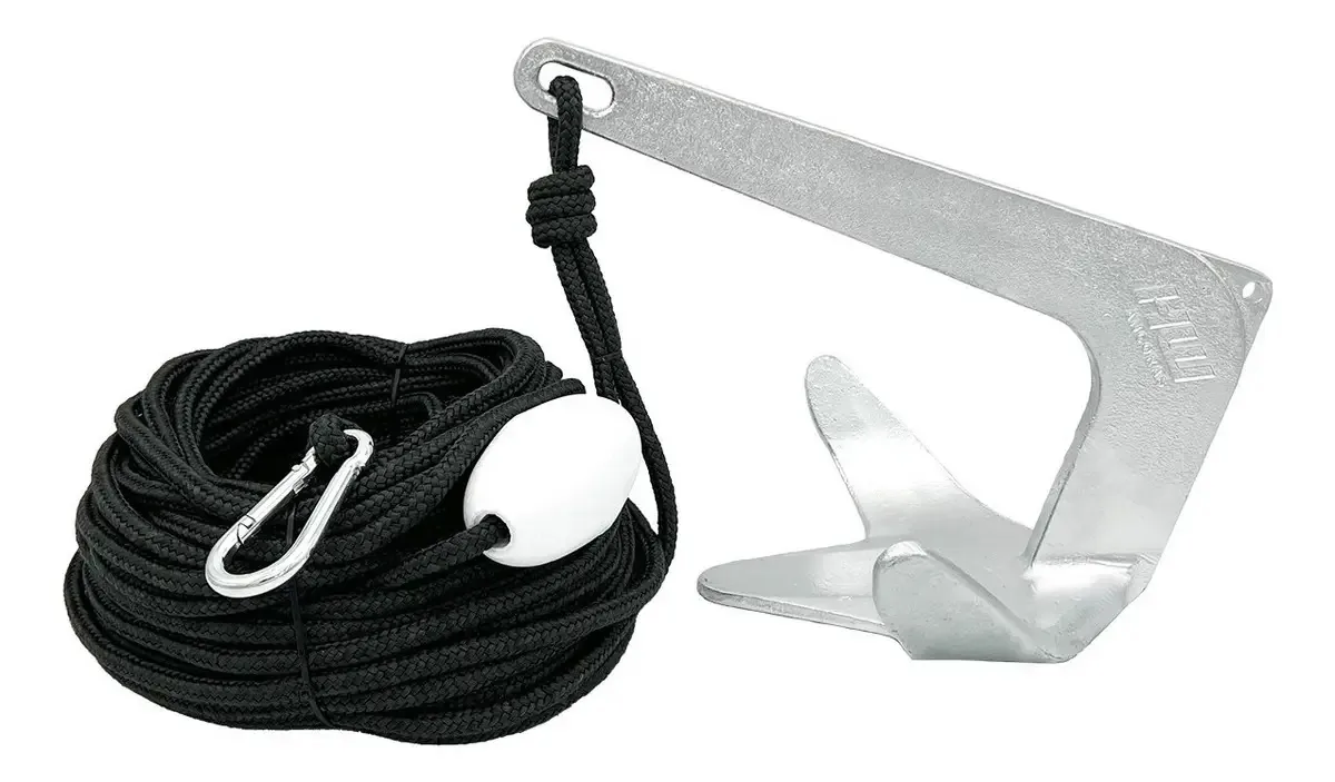 Kit Âncora 3,5kg (35 metros) Bruce HW para Veleiro, Barco ou Jet-Ski - Galvanizada Sem solda ou Emenda
