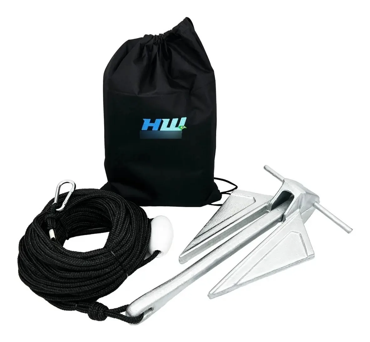 Kit Âncora 7kg Danforth HW (30 metros) Bolsa para Barco, Veleiro ou Catamarã - Galvanizada sem Solda ou Emenda
