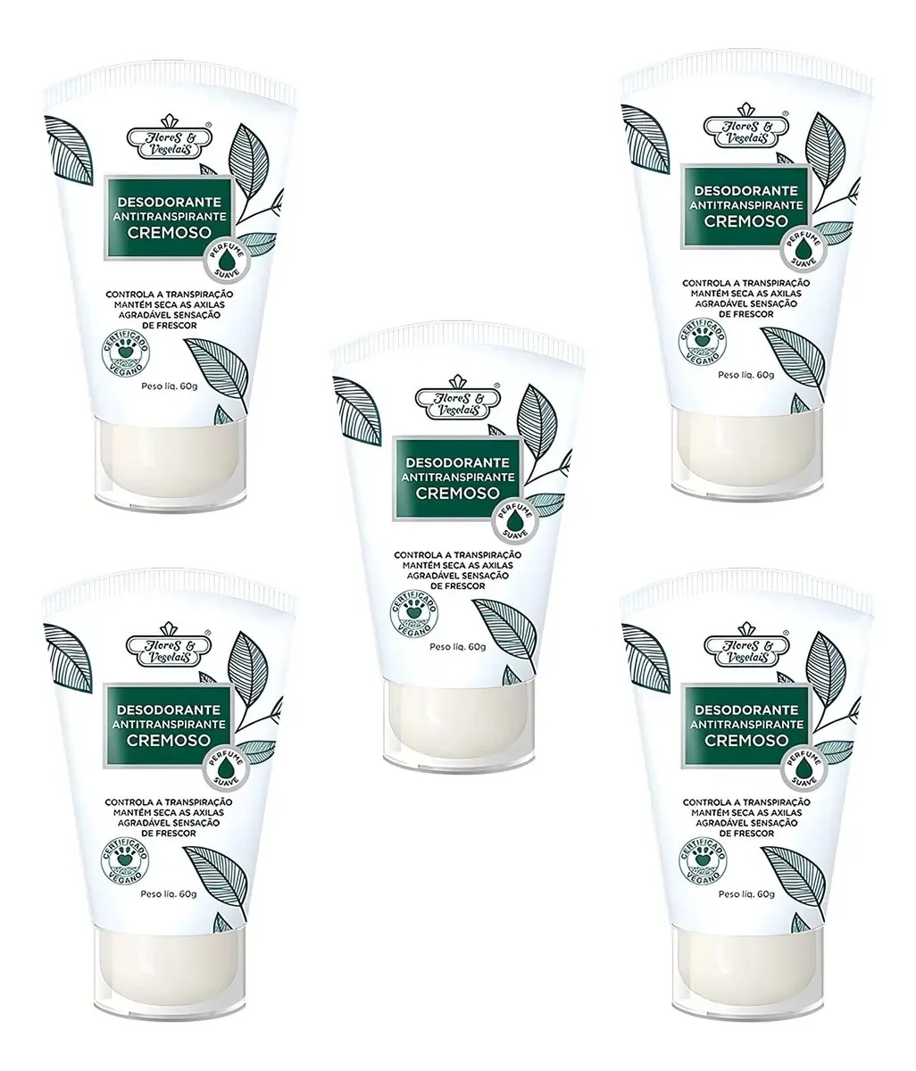 Kit 5x Desodorante Antitranspirante Flores&vegetais 60g