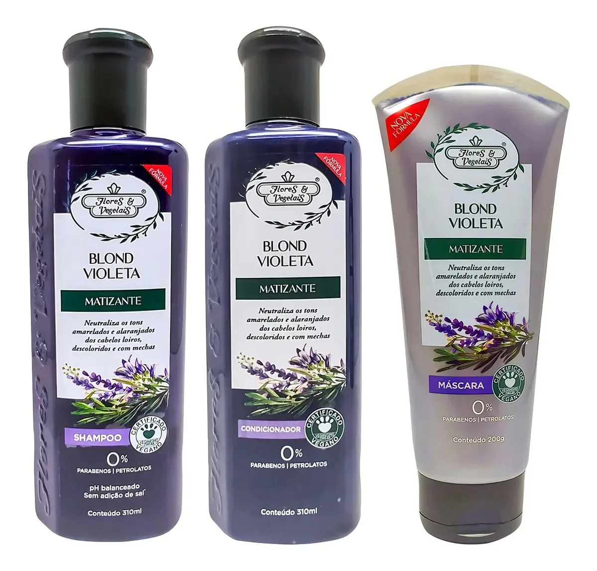 Flores & Vegetais Kit Blond Matizante Flores E Vegetais - Shampoo+Cond+Máscara de sem en máscara