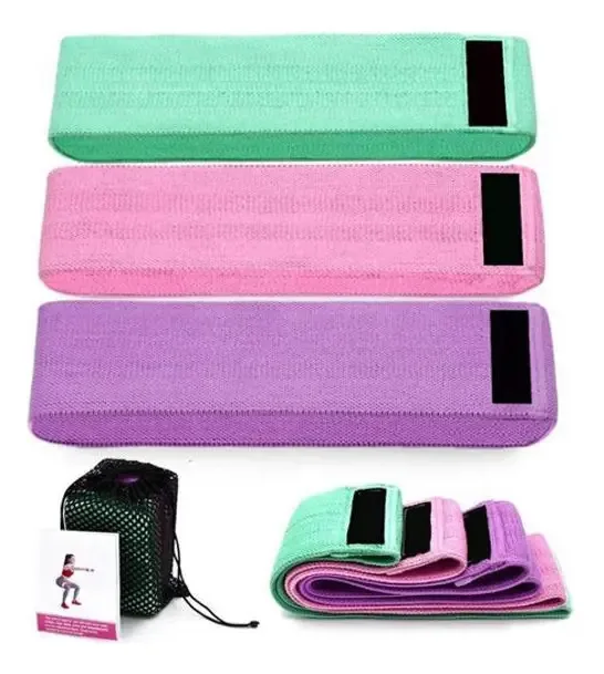 Kit 3 Faixas Elásticas De Exercícios Hip Resistance Bands