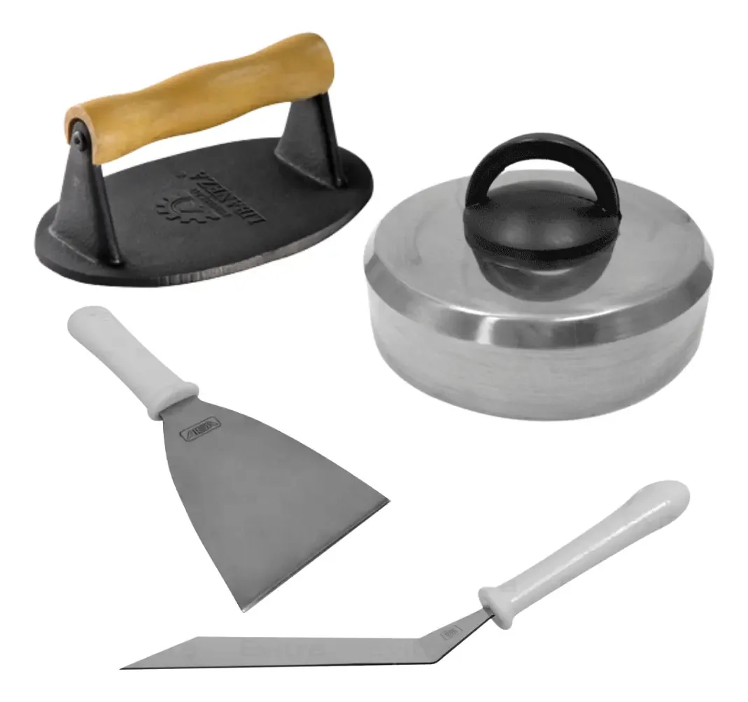 Kit Smash Ferro Abafador Espátula Curva Reta Profissional Cor Prateado