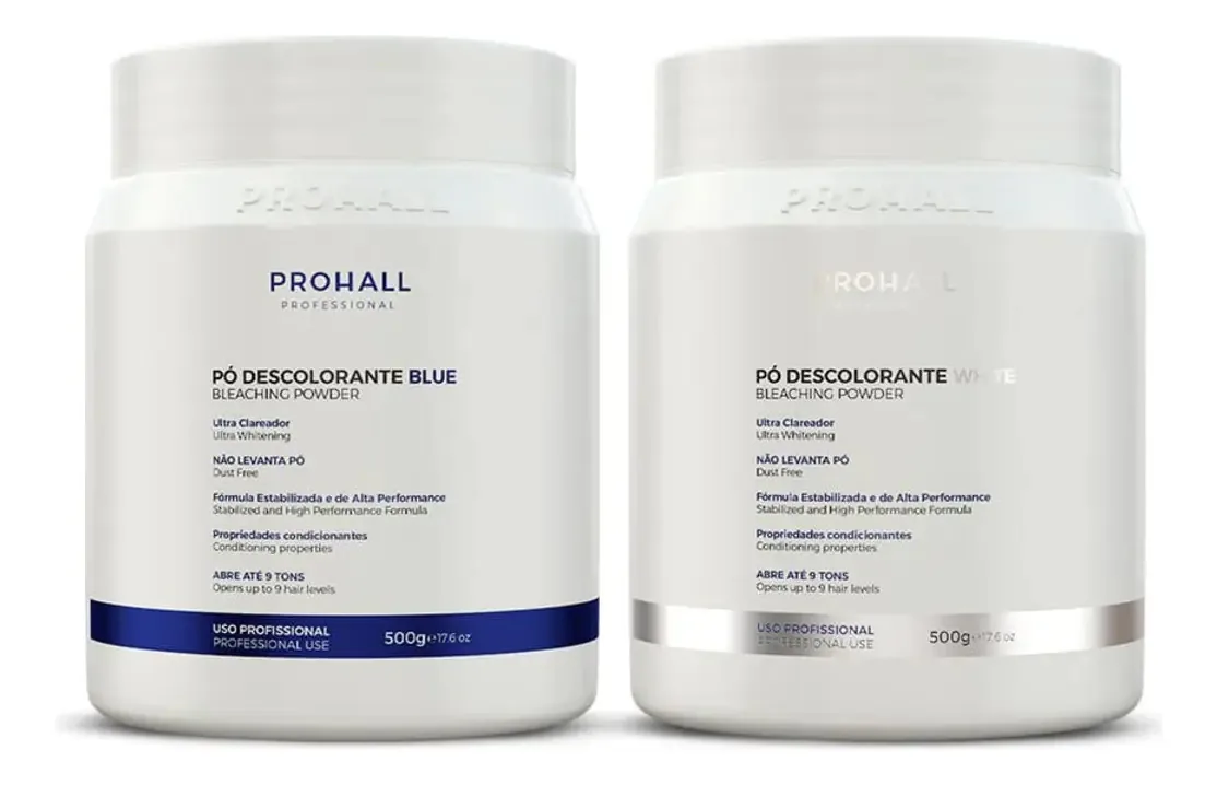 Kit Pó Descolorante Azul + Pó Descolorante Branco 2x500g Sem Tom