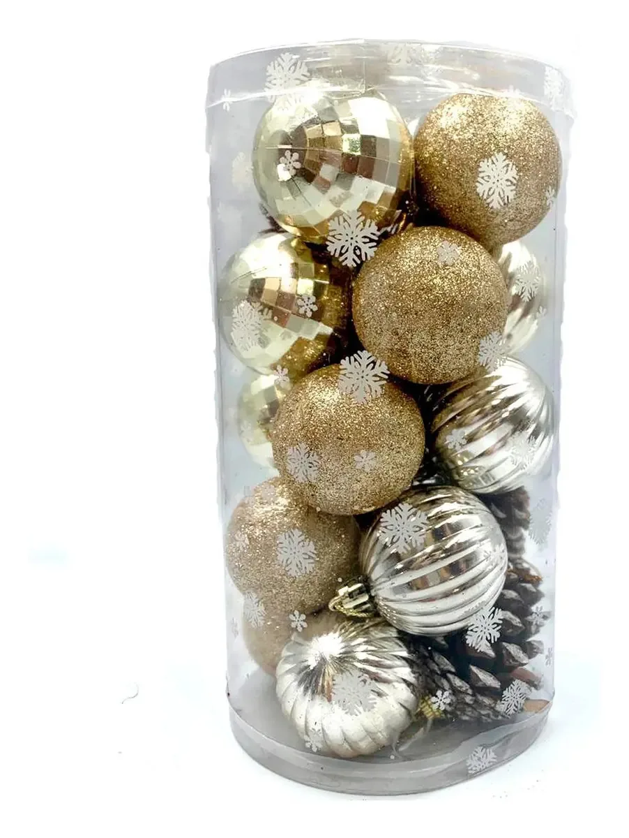20 Enfeites Bola Champagne Prata Mini Pinha Arvore Natal