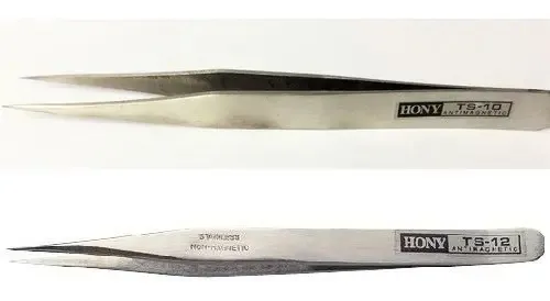Kit 2 Pinças Antí-estática Inox Hony (01 Ts-10 E 01 Ts-12)