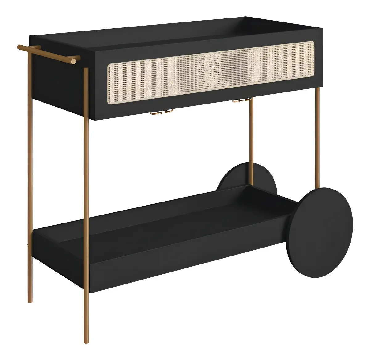 Carrinho Bar Porta Taças 110 Cm Pes Metal Oslo 28964 Nero Artesano