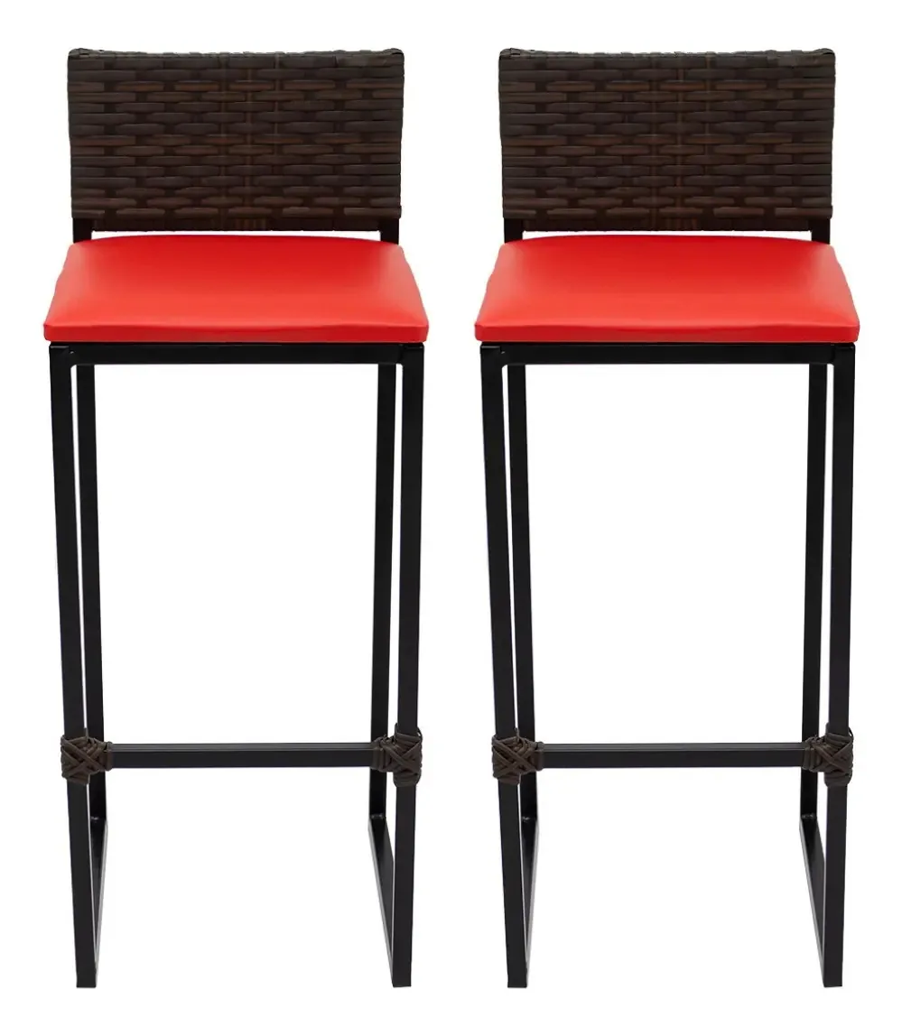 Banqueta Itagold 2 Unidades Alta Preto Aço Estofada Acabamento Da Estrutura Estrutura Preta Cor Vermelho