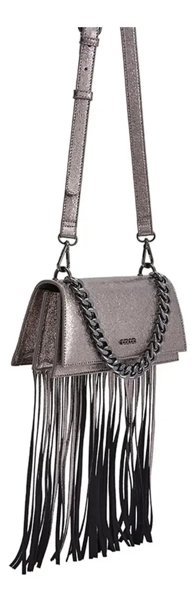 Bolsa Feminina Colcci Crossbody Franjas Original Cor Cinza