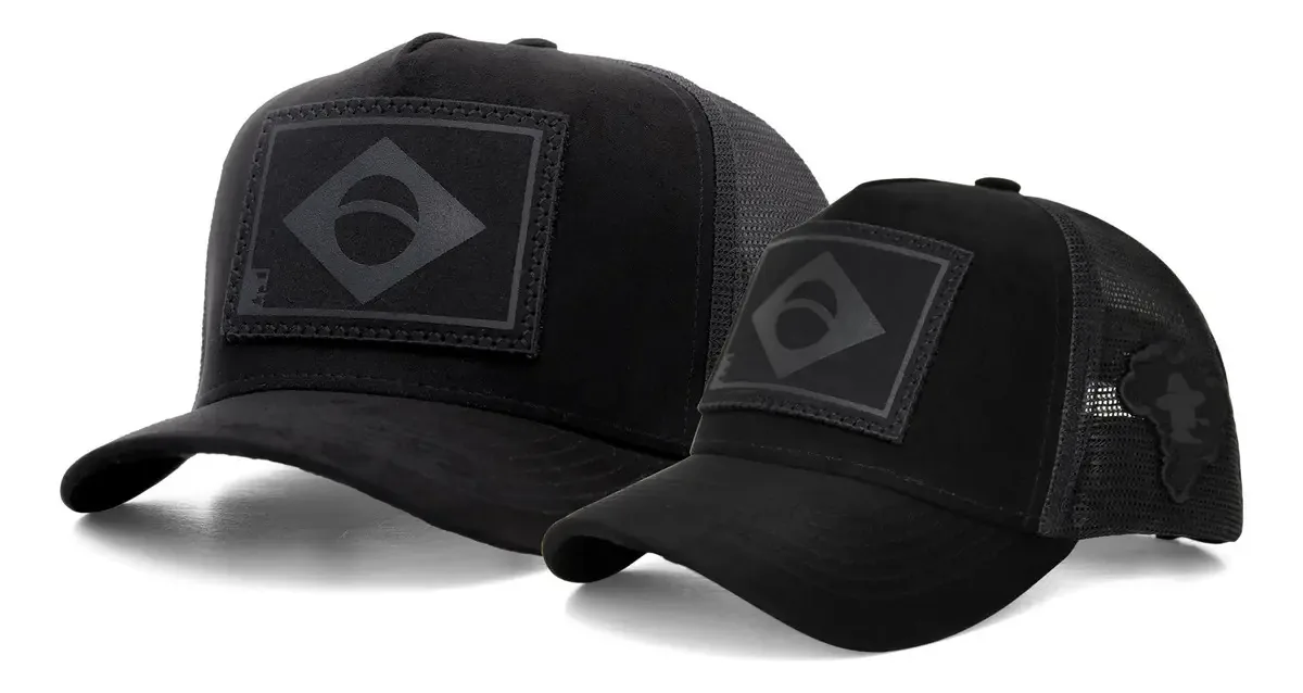Kit Bonés Pai E Filho - Bandeira Do Brasil - Preto Un