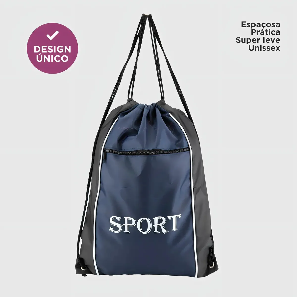 Bolsa Mochila de Costas Para Esportes e Dia a Dia em Náilon Azul-Escuro