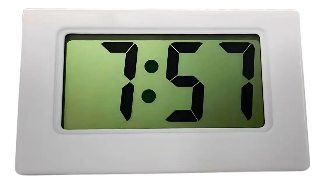 Mini Relogio Digital Mesa Portatil Escritorio Carro - Branco