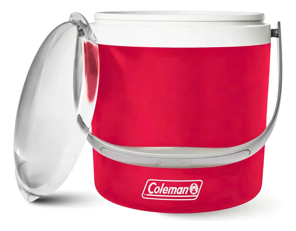 Cooler Caixa Térmica Circular 8,5l C/ Alça Até 12 Latinhas Cor Vermelho