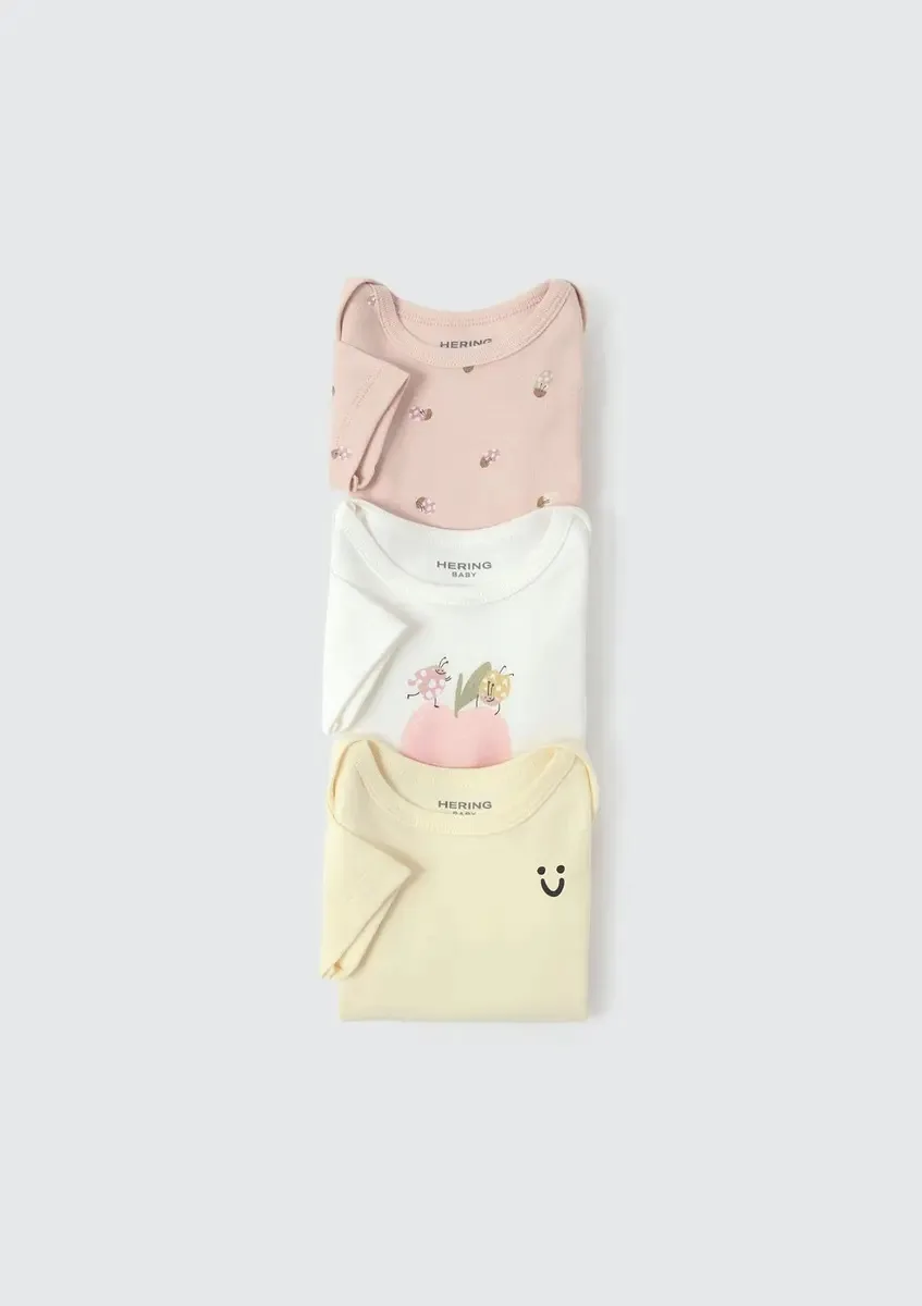 Kit Com 3 Bodies Bebê Menina Em Ribana Hering Kids Cor Branco Tamanho Rn