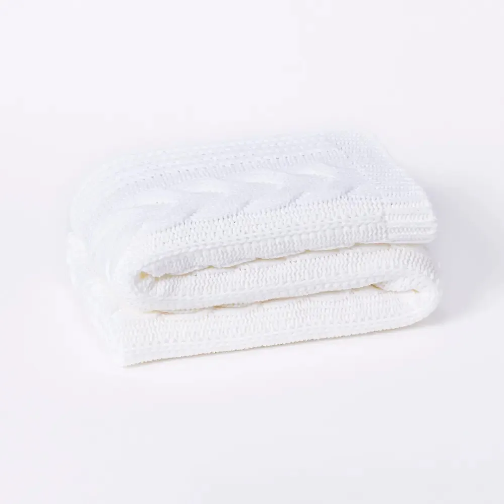 Manta Sofá Poltrona Peseira Cama Solteiro 150x60 Trico Viena Cor Branco