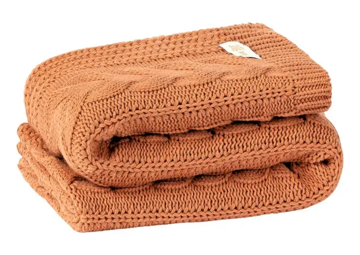 Manta Sofá Poltrona Peseira Cama Solteiro 150x60 Trico Viena Cor Cobre
