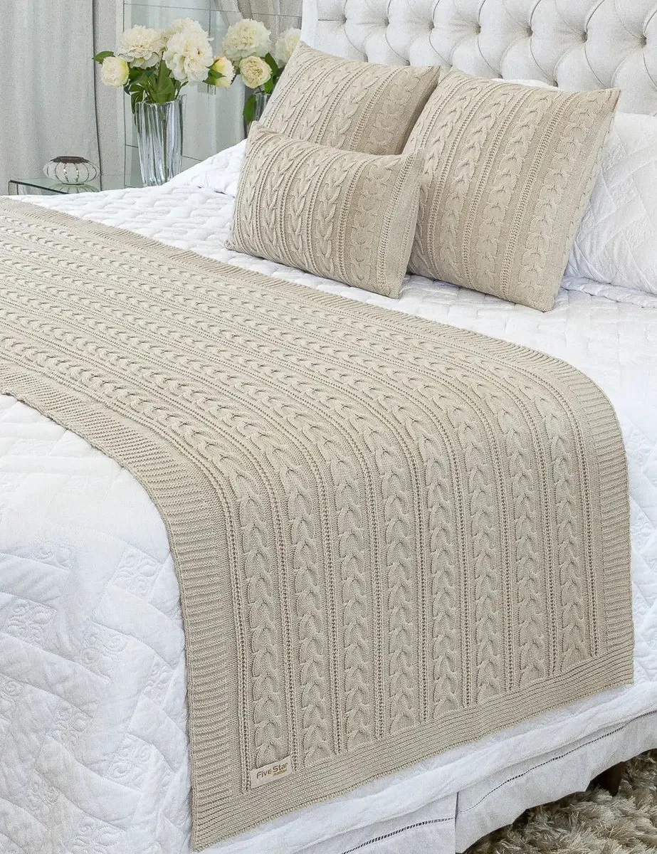 Kit Peseira Manta Sofa Cama King 260x70 +2 Capas Berlim Cor Bege