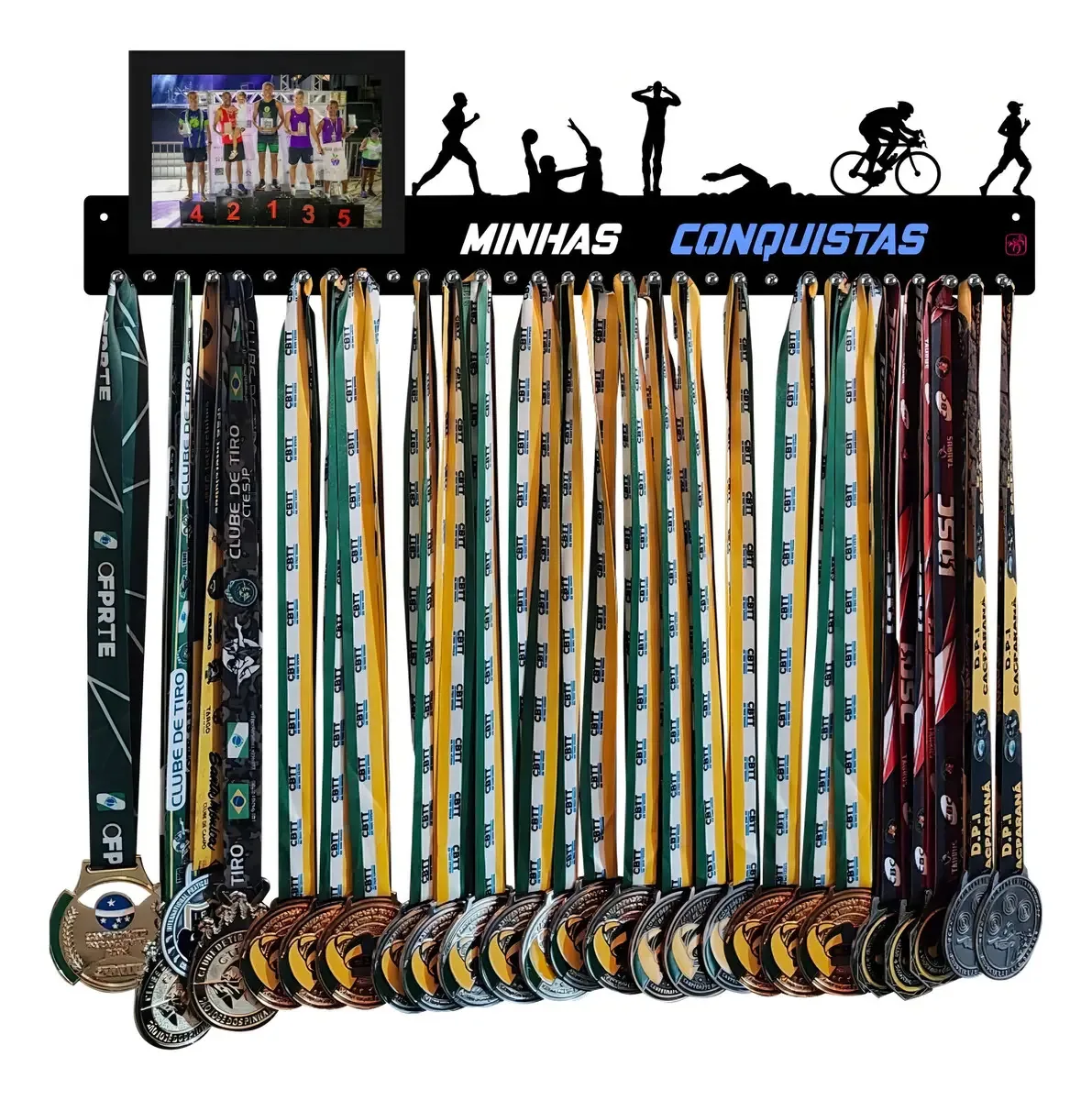 Porta Medalha Corrida Polo Aq Natação Triatlhon Masc G_pr Cor Preto