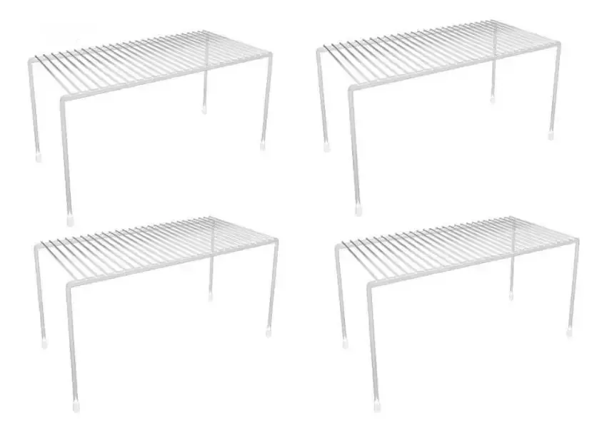 Kit 4 Organizadores Armário Cozinha Multiuso Aço Refo Branco