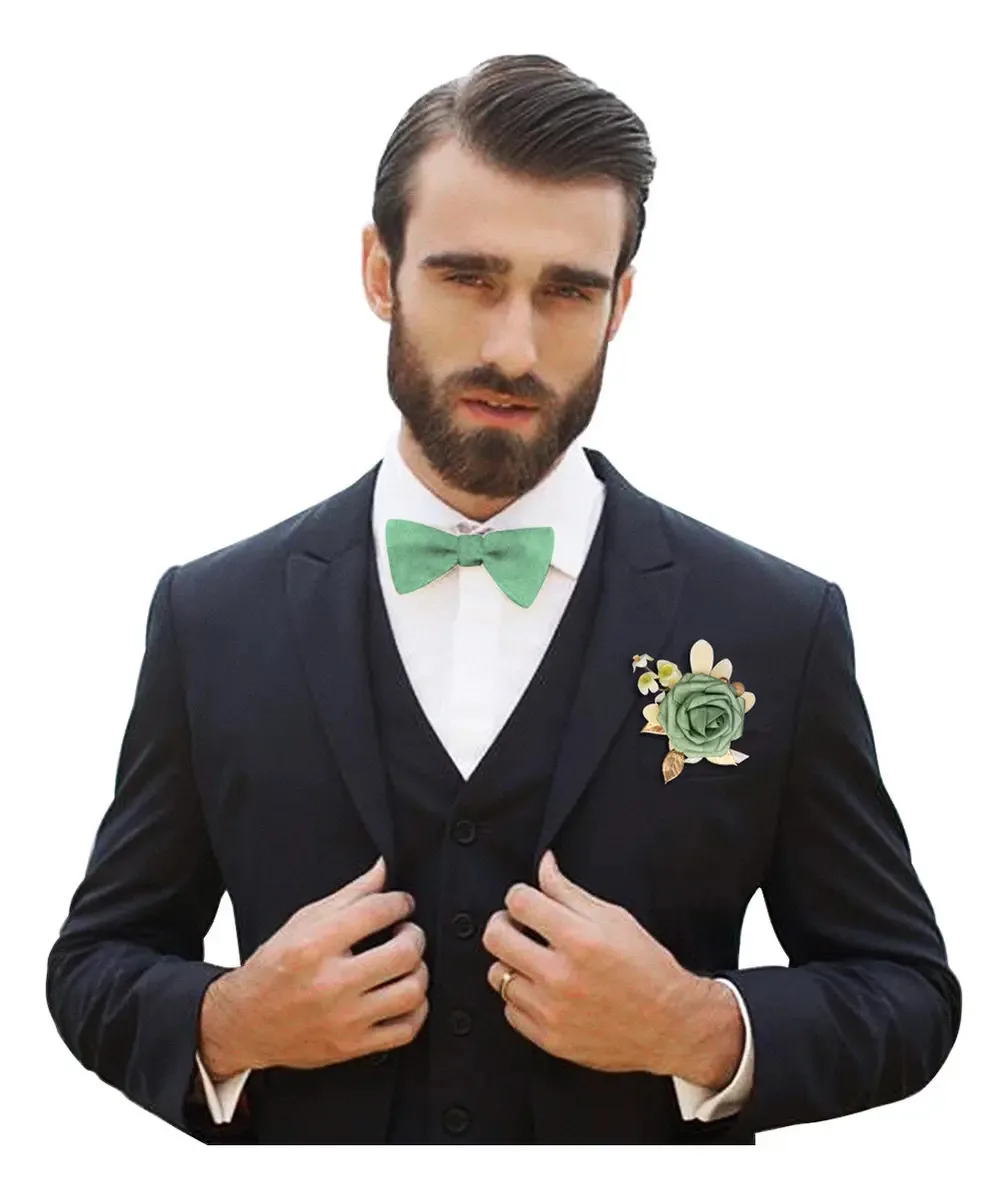 Broche Lapela Noivo Rosa Verde Casamento Estilo Floral Sintético