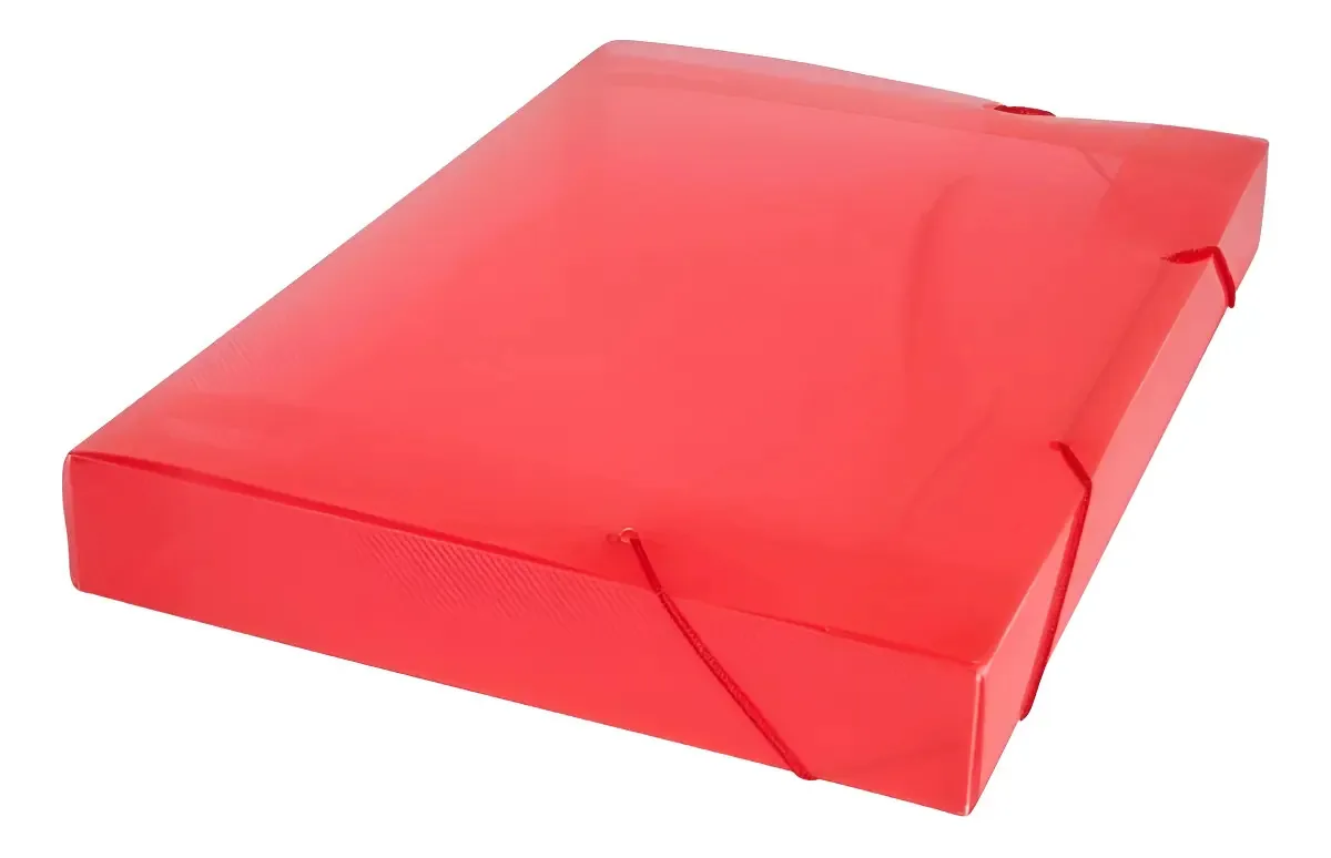 10 Pastas Ofício 40mm Transparente Vermelho Polibras