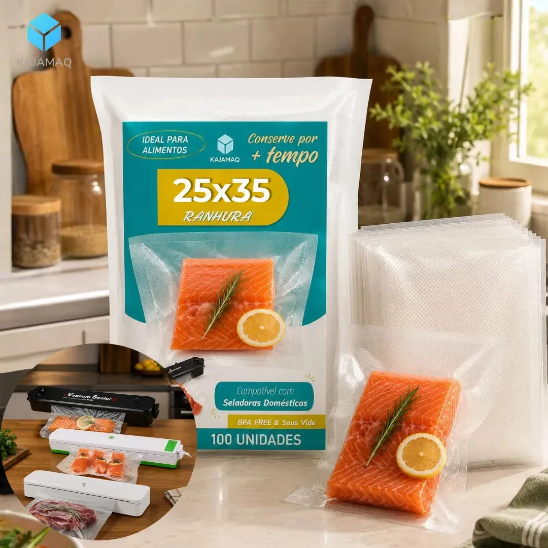100 Saco A Vacuo 25x35 Gofrado Saquinho Para Alimentos Embalagem Com Ranhuras Para Seladora A Vacu Domestica Vacuum Sealer Fresh Pro Sacos Plástico Bpa Free Sous Vide Para Embaladora De Alimentos