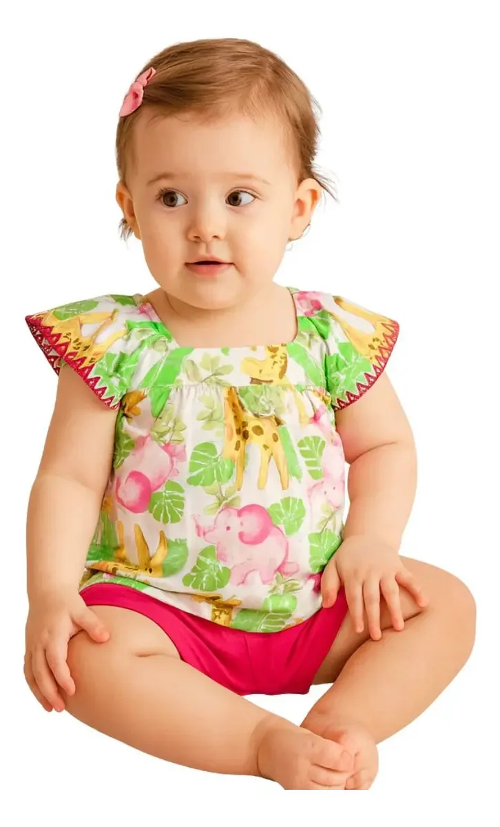 Conjunto Bebê Menina Bata E Shorts Algodão Kyly Cor Branco Tamanho P