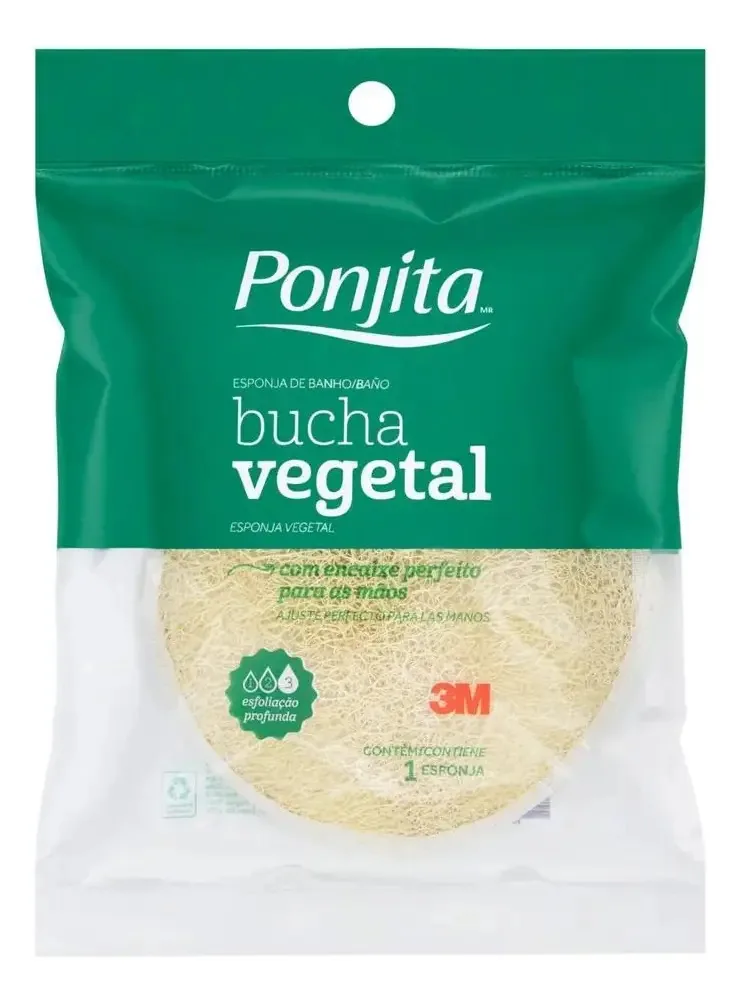 2x Bucha Vegetal Para Banho Esfoliação Profunda Ponjita