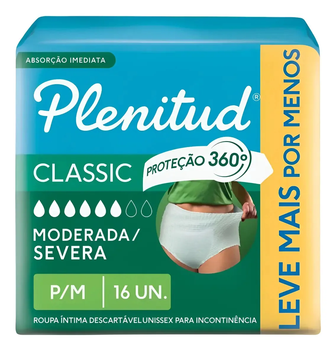 Roupa Íntima Plenitud Classic Para Incontinência P/m-16 Un