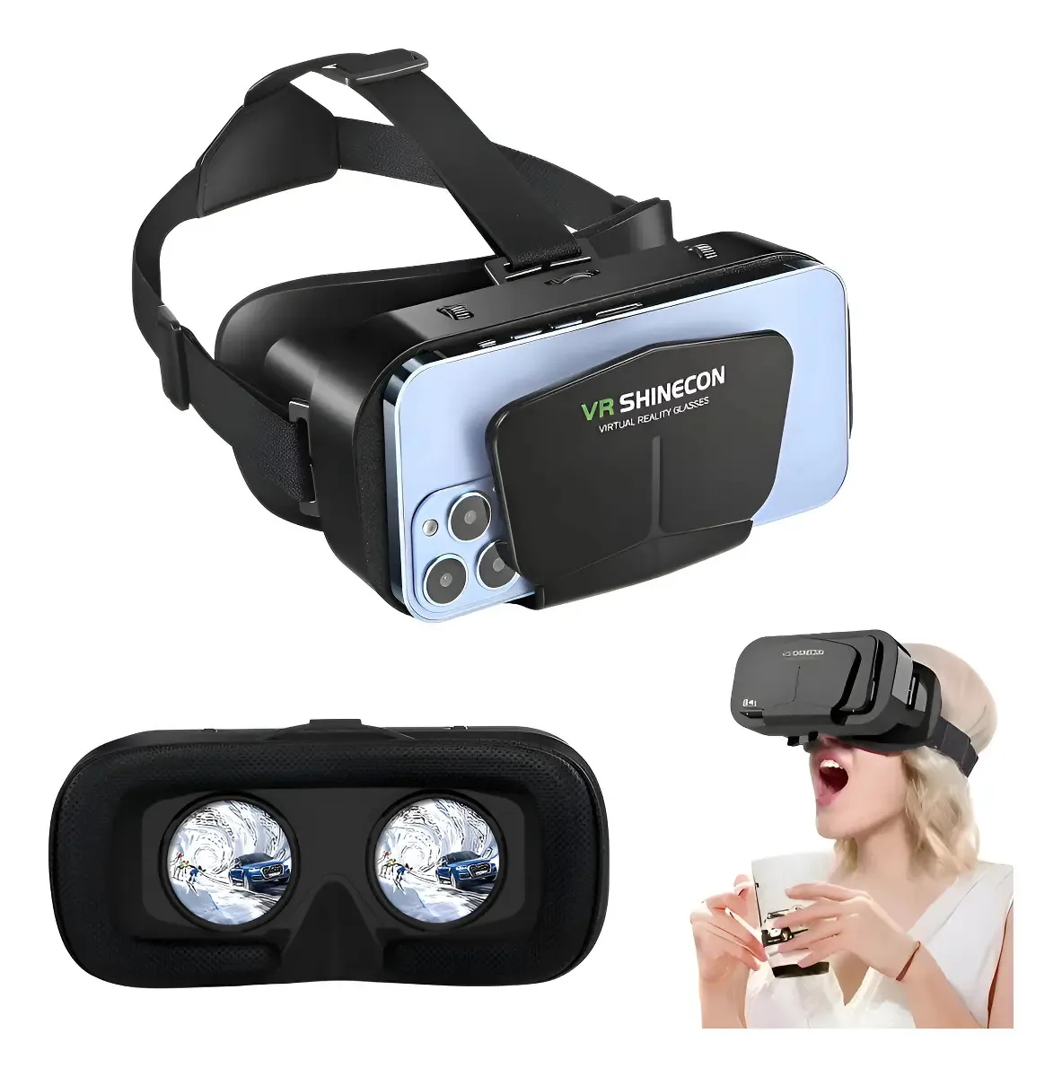 Óculos Vr Realidade Virtual Box Gamer 4,7 A 6,8 Polegadas Cor Preto