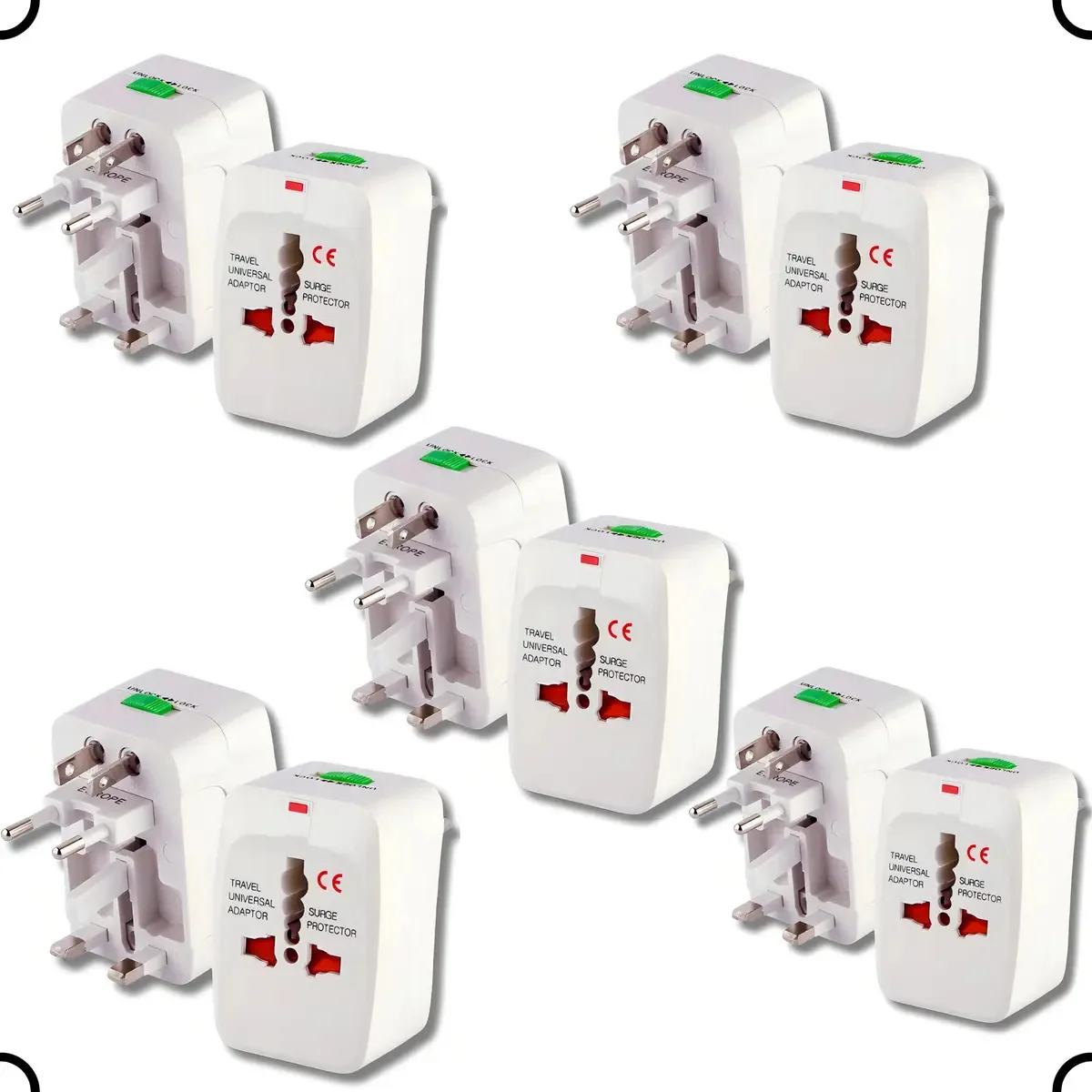 Kit 5 Adaptadores Tomada Universal Bartolotti 3 Pinos Europeus