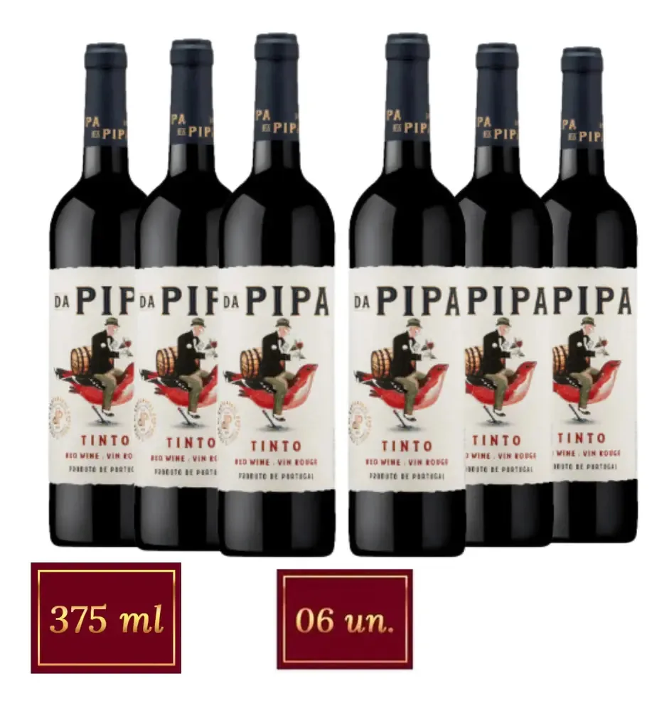 Kit 6 Vinhos Da Pipa Tinto Português 375ml