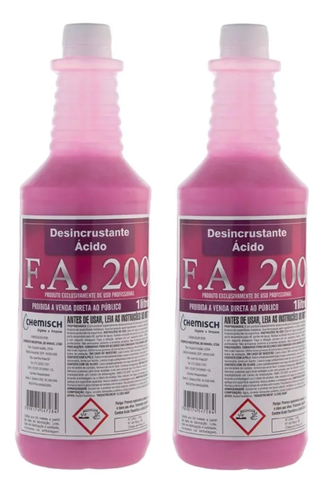 2 Limpadores Concentrado Fa 200 2l Desencarde E Limpa Pedra
