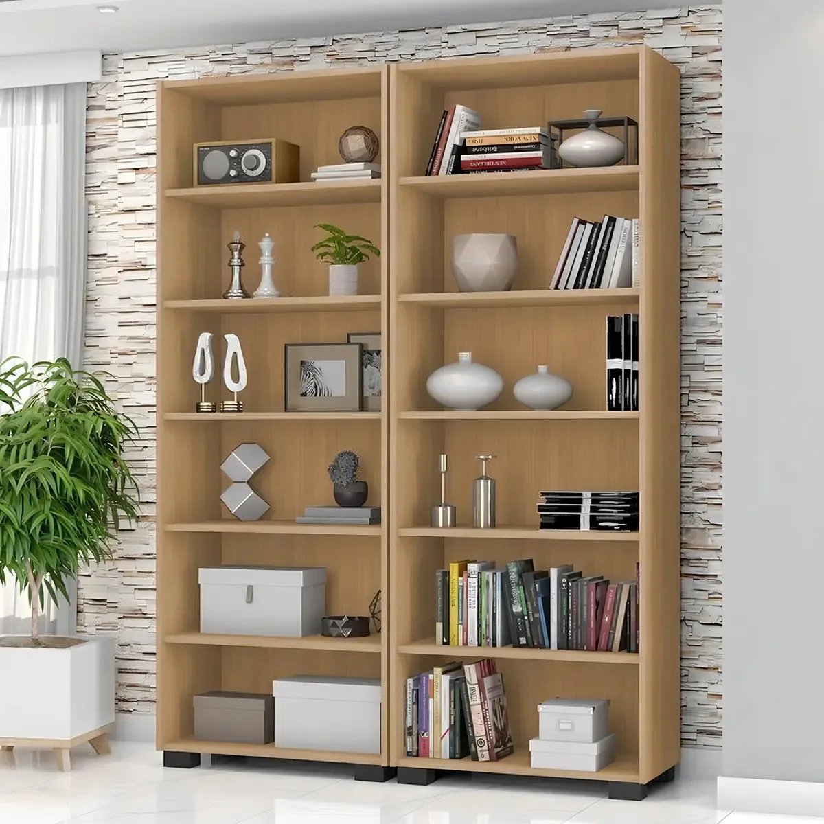Kit 2 Estantes Para Livros 5 Prateleiras 188cmx181,5cm Egwt