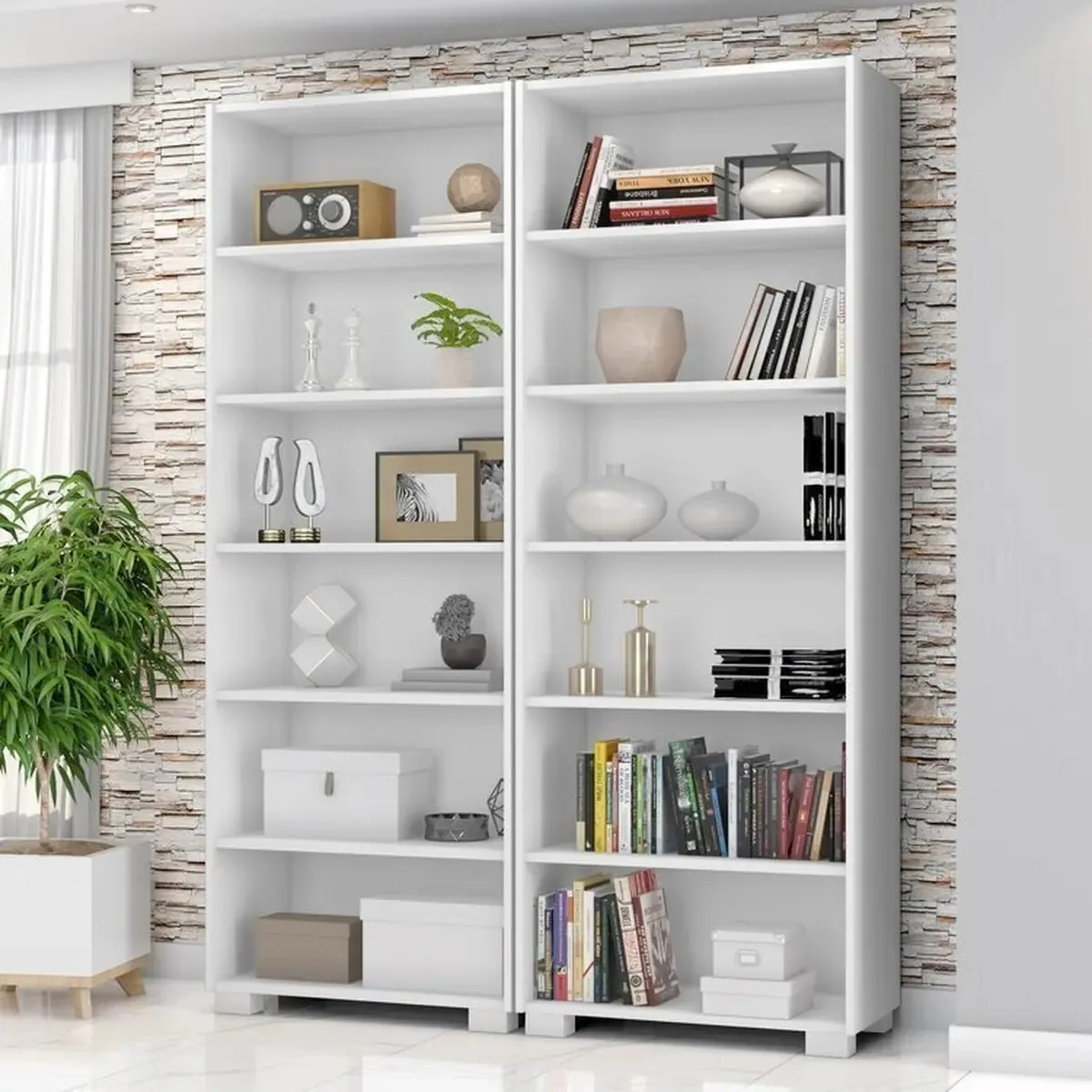 Kit 2 Estantes Para Livros 5 Prateleiras 188cmx121m Office