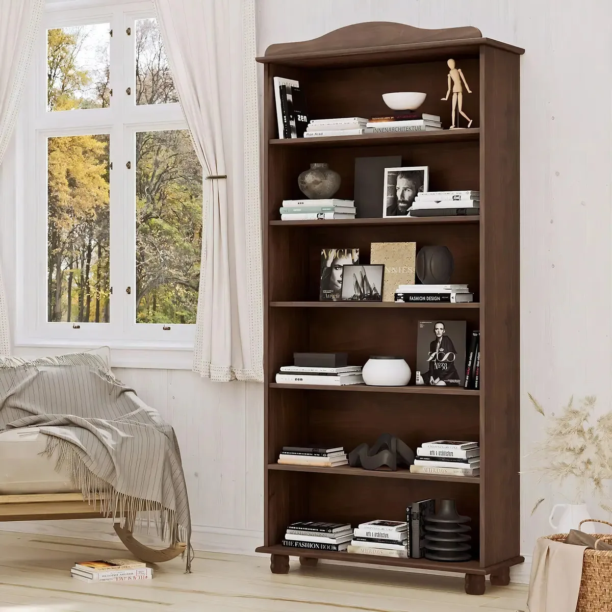 Estante Para Livros Madeira Maciça 5 Prateleiras 190cm X Wt