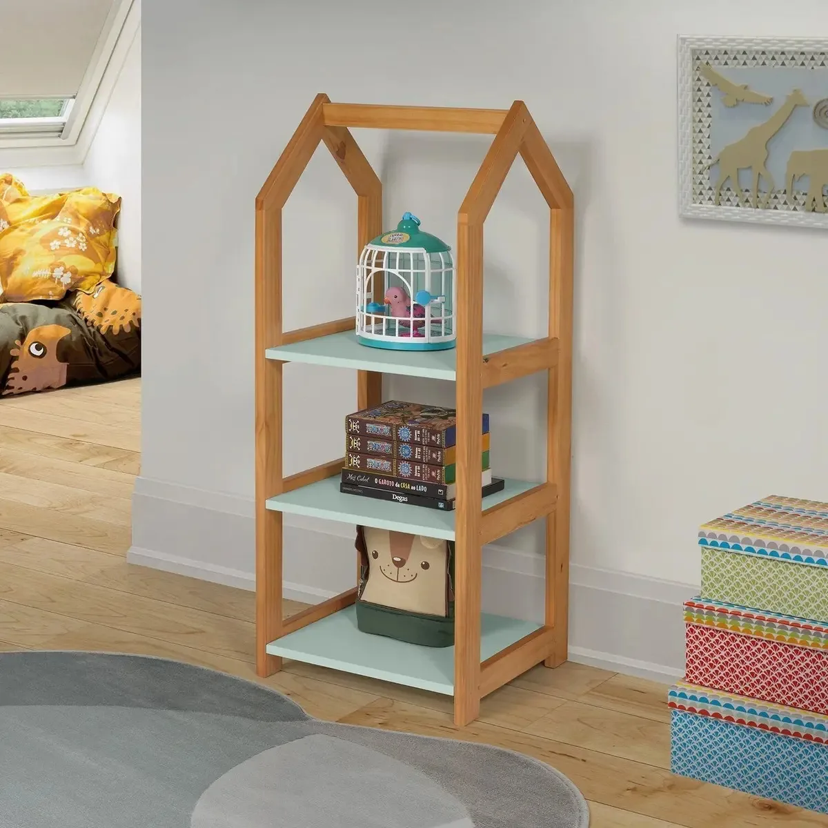 Estante Para Livros 100x40x35cm Infantil Verde Aa
