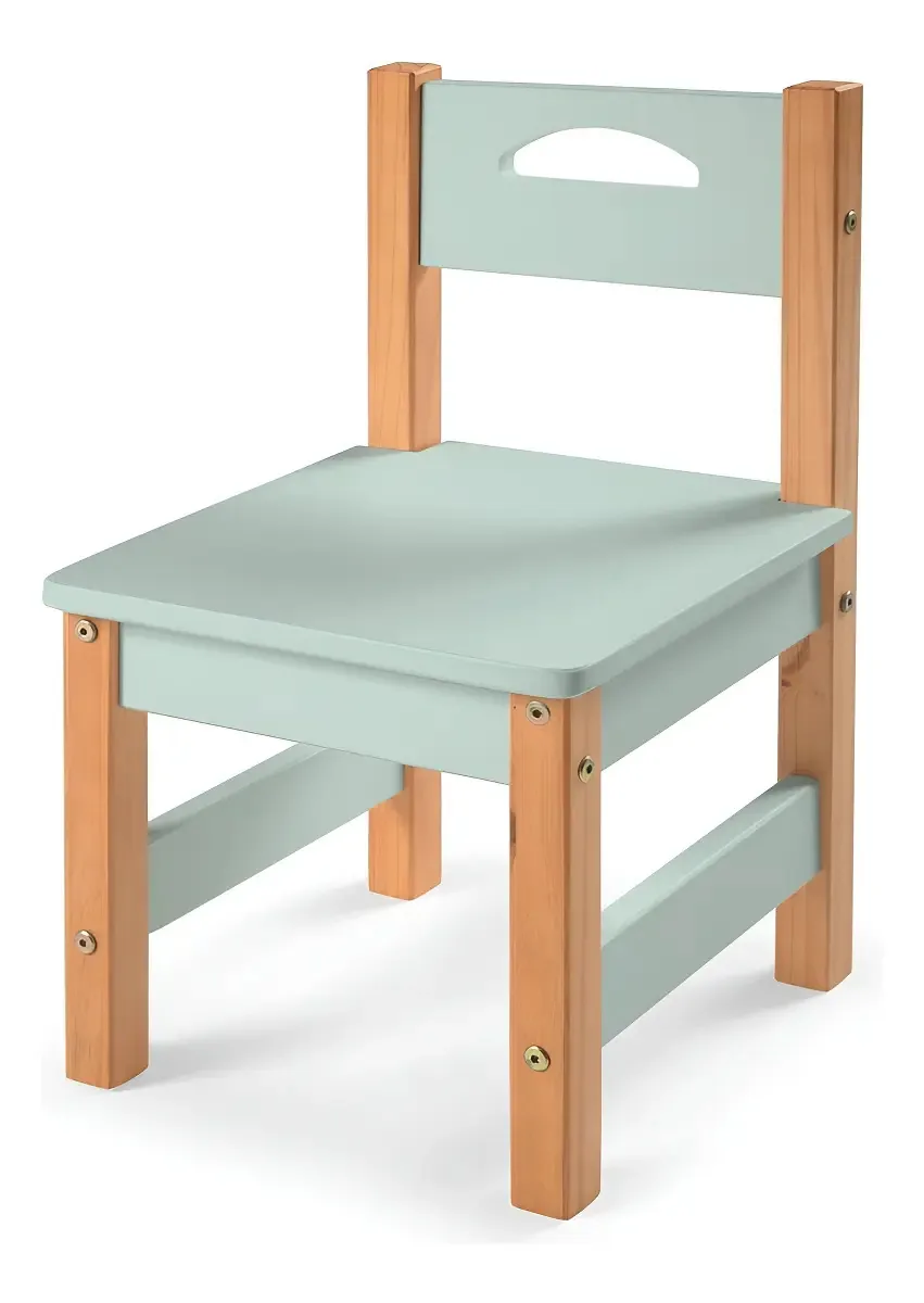 Cadeira Infantil Irmãos Hinke 58cm Madeira Verde BB Amêndoa