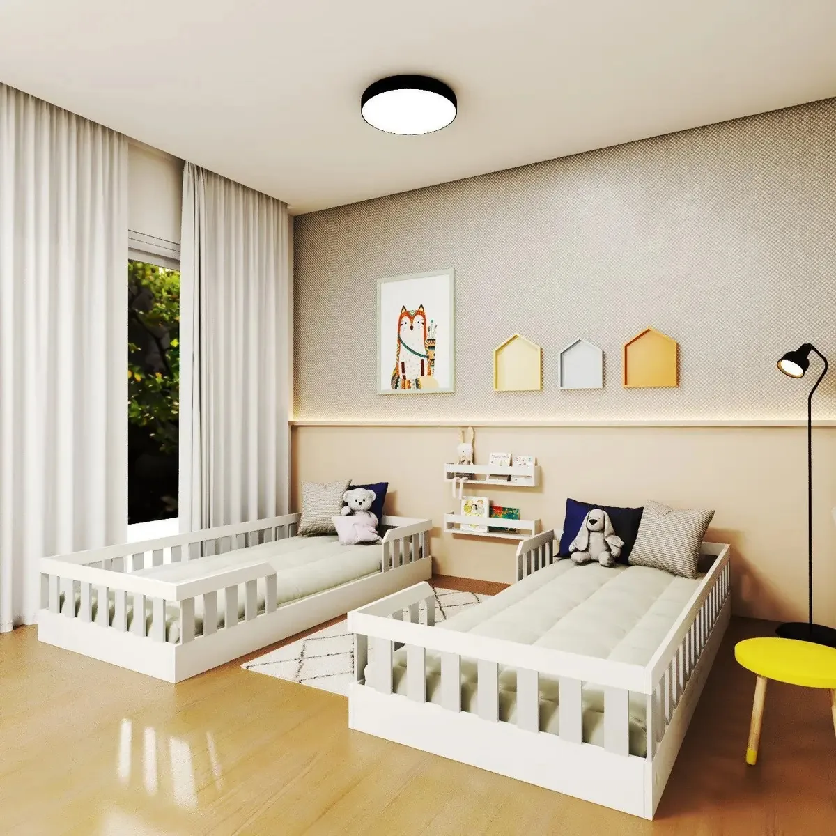 Conjunto Com 2 Camas Infantil Montessoriana Solteiro Cd