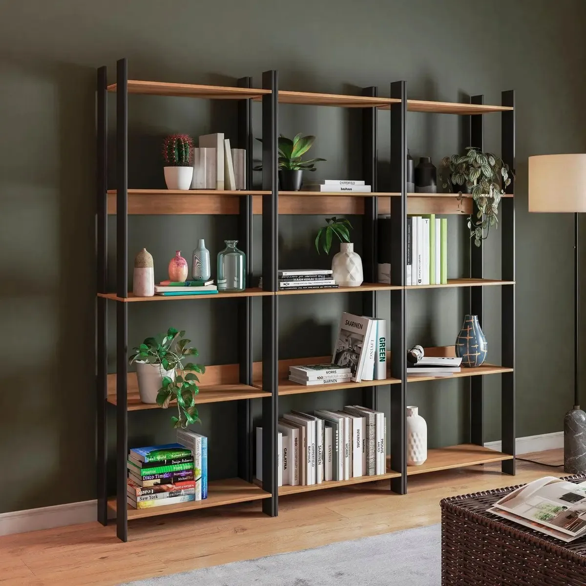 Estante Para Livros Industrial 13 Prateleiras Lamina Adwt Lâmina Mel/preto