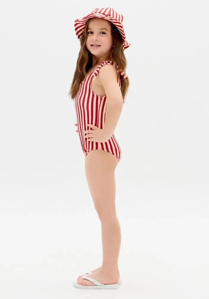 Maiô Bambini Listrado Cor Vermelho Tamanho 8