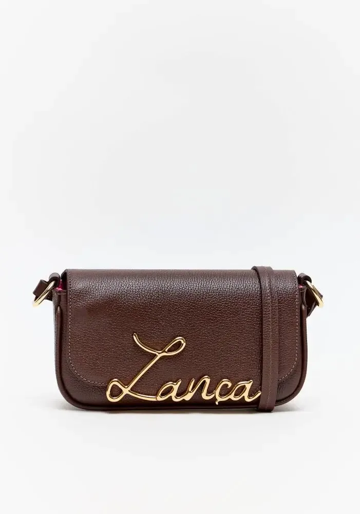 Bolsa Crossbody Couro E Enfeite Lança Lança Perfume Marrom