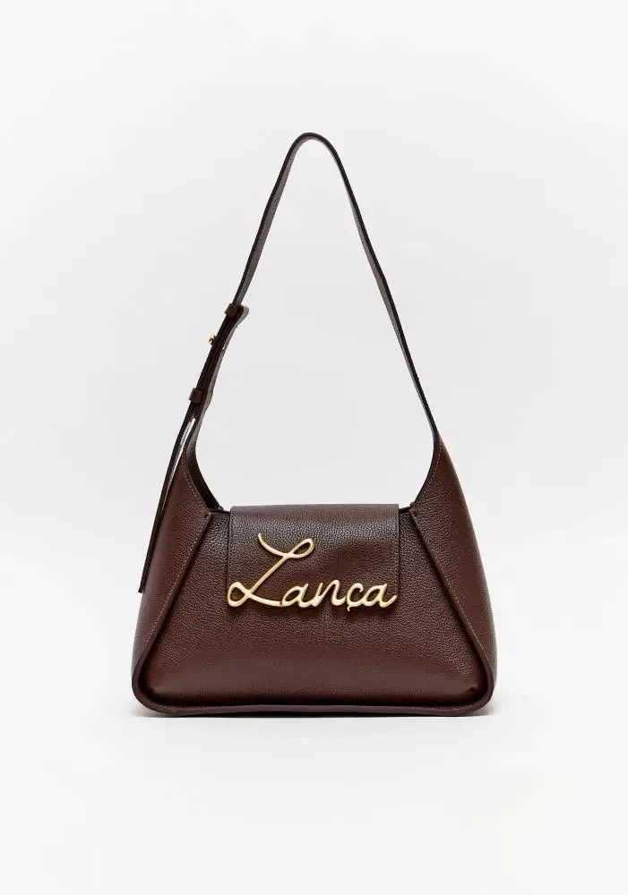 Bolsa Shoulder Couro E Enfeite Lança Lança Perfume Marrom