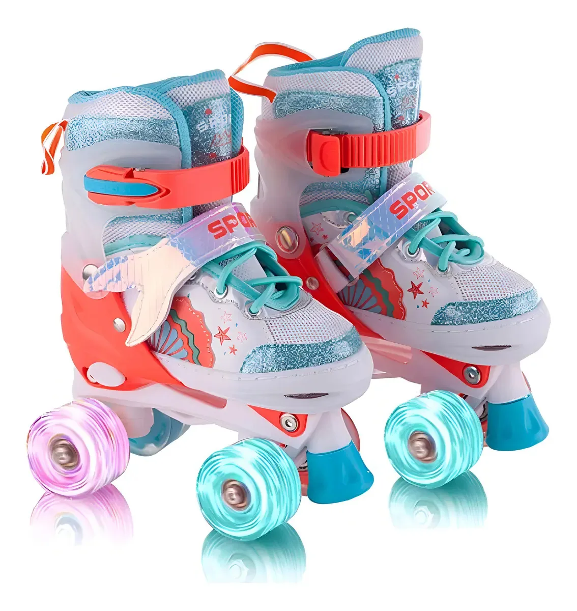 Patins 4 Rodas Com Luz Sport Laranja Ajustável G 37-40 ABEC-7 Freio