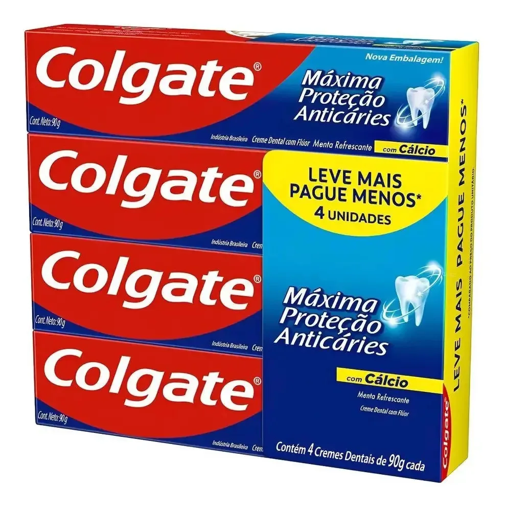 Kit 4 Creme Dental Colgate Máxima Proteção Anticáries 90g